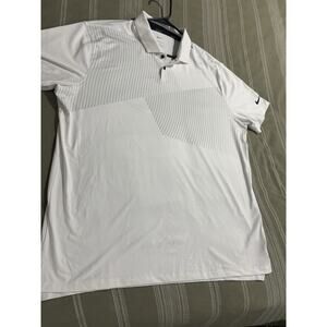 Nike Golf Dri-fit Golf Polo Shirt Men’s XL White Gray Geometric Pattern